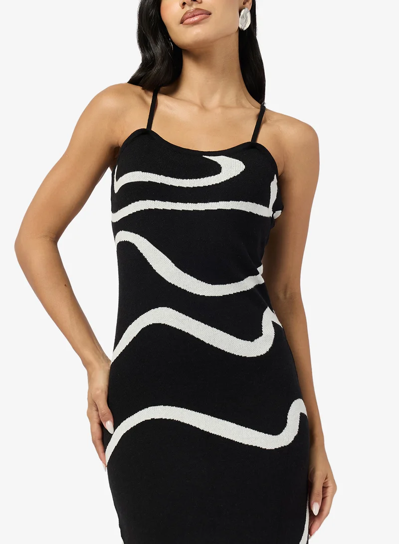 Ginger  Strappy Monochrome Slip Dress for Women | Best Price UAE